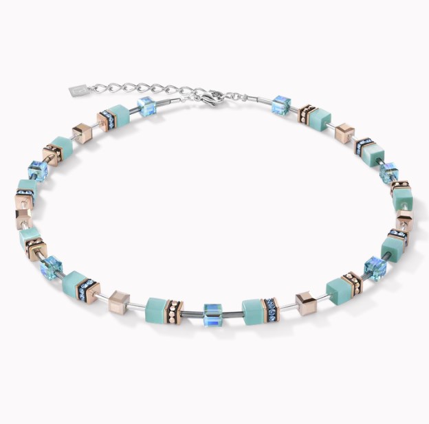 GeoCube Necklace Aqua
